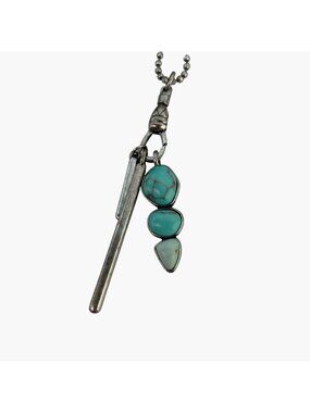 Lucky Brand Turquoise Silver Pendant Necklace  Multi Way Charm Accents